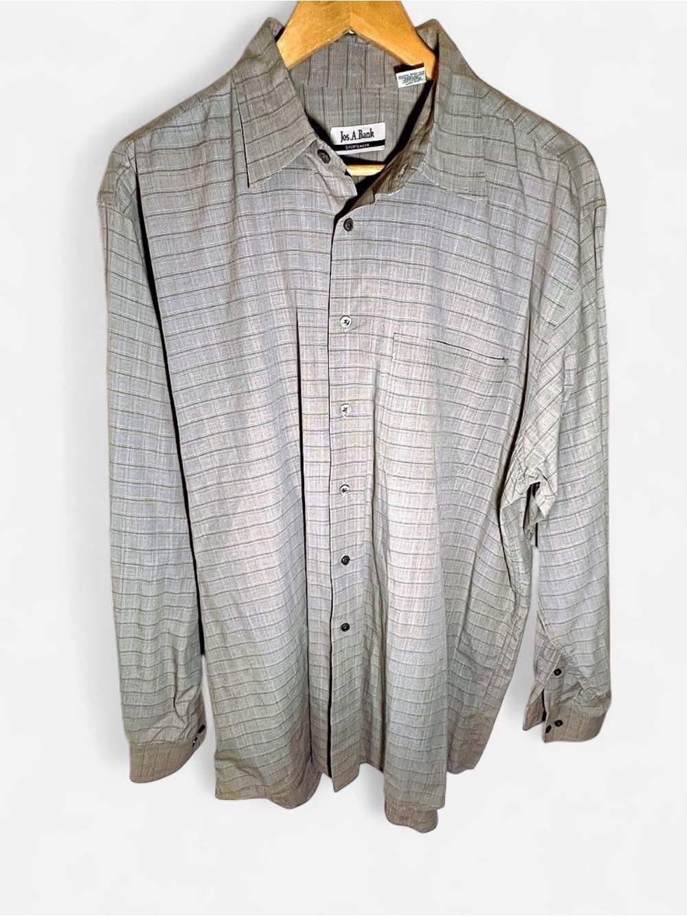 Jos. A. Bank Men's Gray Plaid Button-Down Shirt
